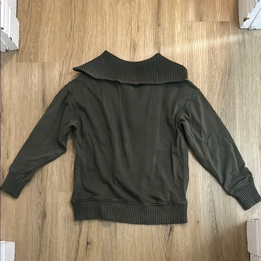 Olive Green Quarter Zip Sweater - Picture 4 of 4